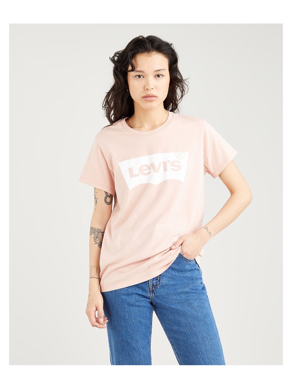 Levi's Women's Light Pink Logo Crewneck Tee - Size 2X